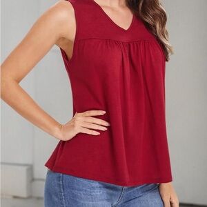 Women Solid V Neck Tank Top NWT